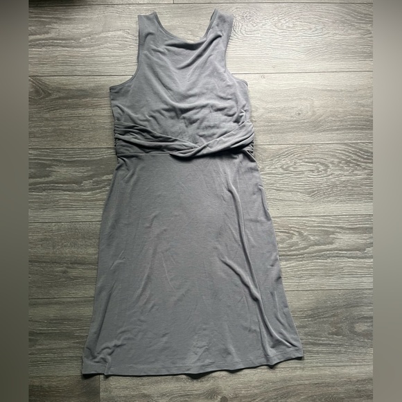 Athleta Gray Sleeveless Twist Front A Line Knee Length Sporty Sundress Size S - Picture 5 of 5